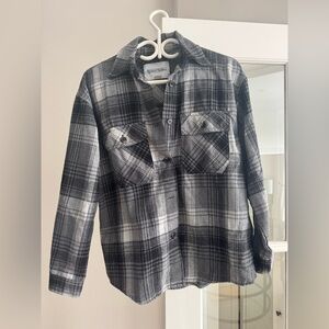 Women’s Gray Plaid Button-Down Shirt (S)